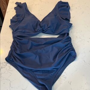 Blue Ruffled One-Piece Swimsuit